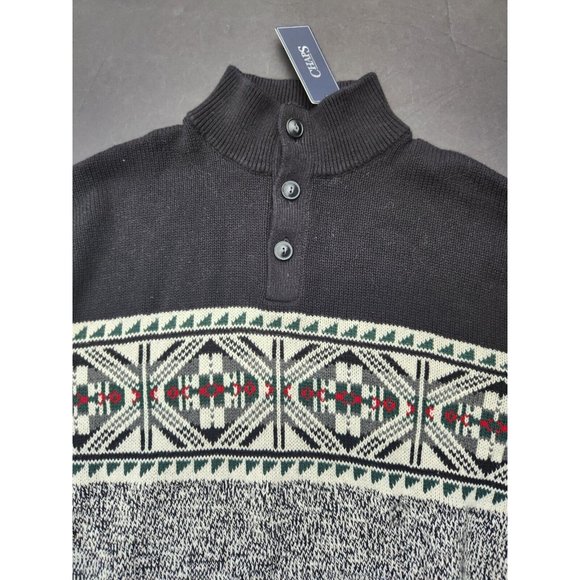 Chaps 100% Cotton Button Mock Neck Sweater Men's M NWT - Picture 3 of 8